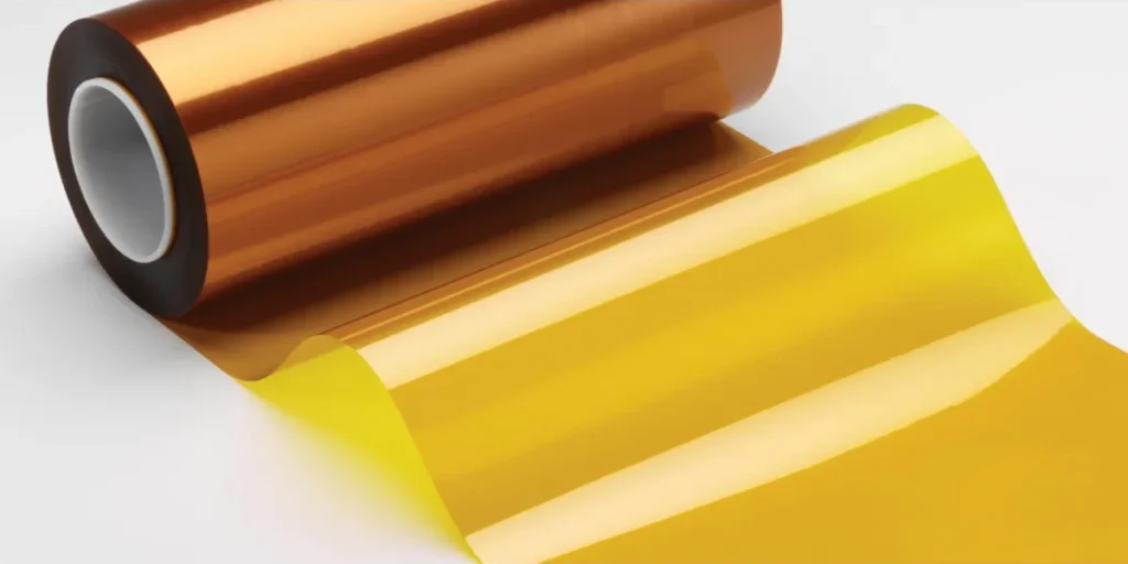 Amber RHOPI polyimide film roll, partially unwound